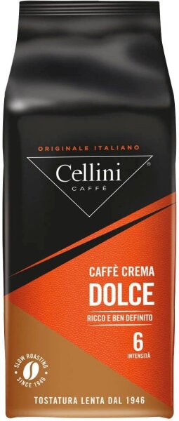 Cellini CAFFÈ CREMA DOLCE Kaffeebohnen, Arabica- und Robustabohnen mild, 1 kg