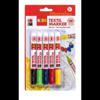 Marabu KiDS Textilmarker farbsortiert 3,0 mm, 5 St.