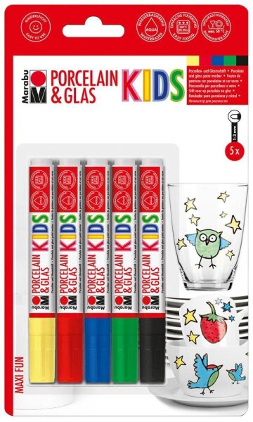 Marabu KiDS MAXI FUN Porzellanstifte farbsortiert 1,0 - 3,0 mm, 5 St.