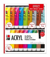 Marabu EFFECT Acrylfarben farbsortiert 18 x 36,0 ml, 18 St.