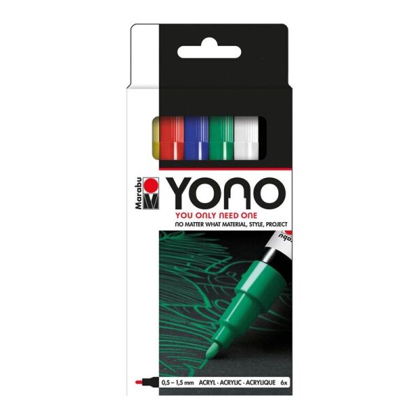 Marabu YONO Acrylstifte-Set farbsortiert 0,5 - 1,5 mm, 6 St.