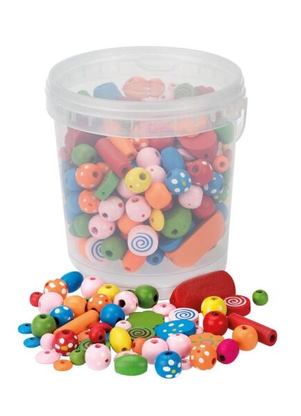 GLOREX Bastelset Holzperlen-Mix mehrfarbig