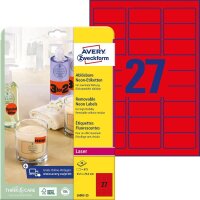 AVERY Zweckform Etiketten L6003-25 rot 63,5 x 29,6 mm, 25...