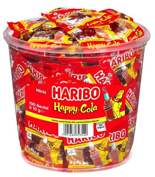 HARIBO Happy Cola Minibeutel Fruchtgummi 10 g, 100 St.