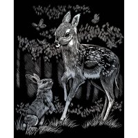 PRACHT® Creatives Kratzbild Rehkitz silber