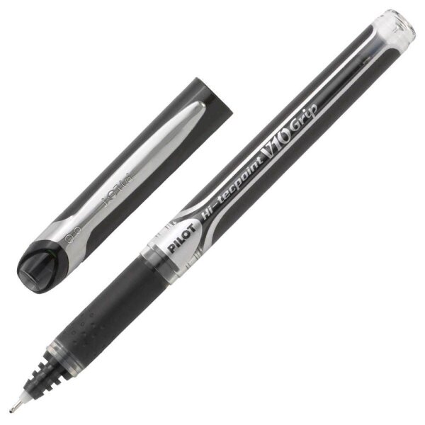 PILOT Hi-Tecpoint Grip V10 Tintenroller schwarz/transparent 0,7 mm, Schreibfarbe: schwarz, 1 St.