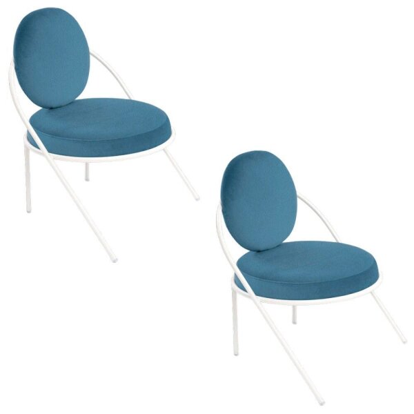meet powered by PAPERFLOW Sessel SATURNE blau weiß Kunstleder 70,0 x 73,0 x 88,0 cm, 2 St.