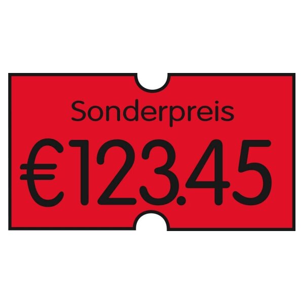 PrinterLabels AS Preisetiketten leuchtrot permanent 21,6 x 12,0 mm, 14 Rollen