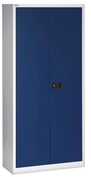 BISLEY Stahlschrank Universal E722A03505 lichtgrau, oxofordblau 3 Fachböden 91,4 x 40,0 x 180,6 cm, aufgebaut, 1 St.