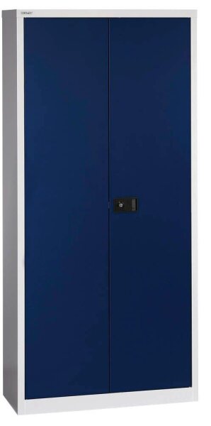 BISLEY Stahlschrank Universal E782A04505 lichtgrau, oxofordblau 4 Fachböden 91,4 x 40,0 x 195,0 cm, aufgebaut, 1 St.