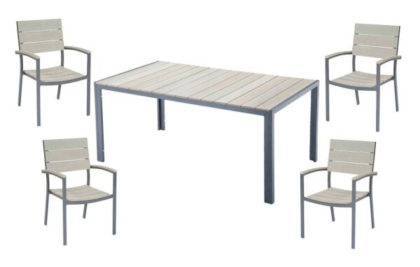 Garden Pleasure Sitzgruppe Olivia, anthrazit Holz, Metall, 5-teilig