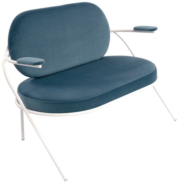 meet powered by PAPERFLOW 2-Sitzer Sofa SATURNE blau weiß Stoff 118,0 x 73,0 x 88,0 cm, 1 St.