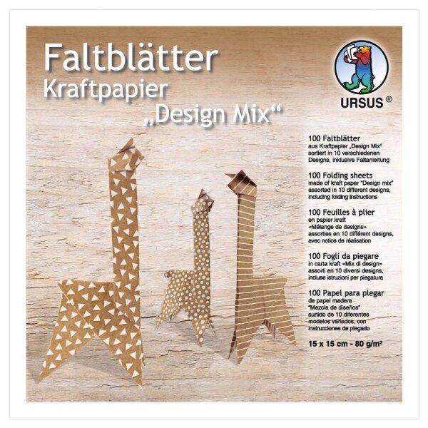 URSUS® Faltblätter Kraftpapier braun-weiß 100 St.