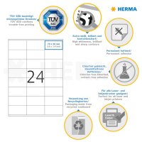 HERMA Etiketten 8638 weiß 70,0 x 36,0 mm, 10 Blatt