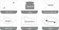 JENIMAGE Monitor-Halterung JI-ME220TK JI-ME220TK schwarz, weiß für 2 Monitore, Tischklemme