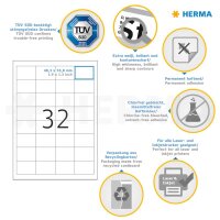 HERMA Etiketten 8643 weiß 48,3 x 33,8 mm, 10 Blatt