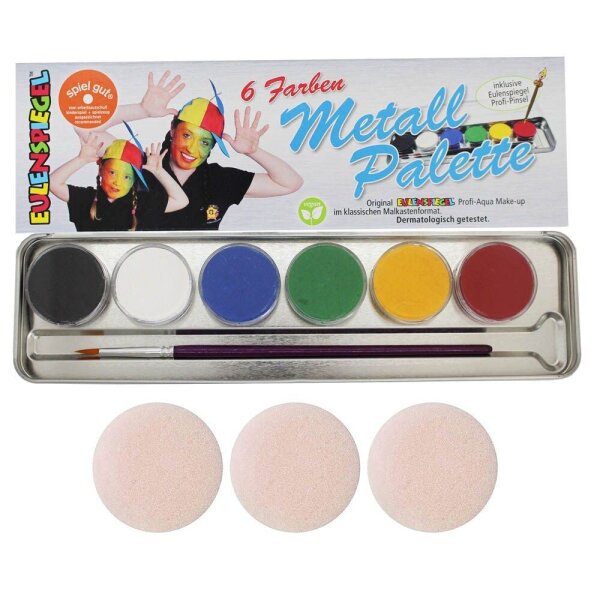 EULENSPIEGEL™ Metall Palette Kinderschmink-Set farbsortiert, 1 Set