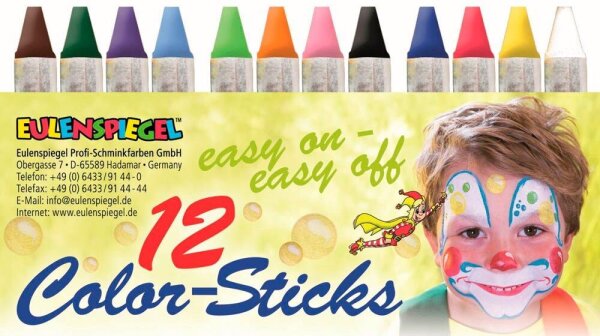 EULENSPIEGEL™ Color-Sticks Kinderschmink-Set farbsortiert, 12 St.