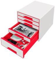 LEITZ Schubladenbox WOW Cube  perlweiß/rot...