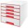 LEITZ Schubladenbox WOW Cube  perlweiß/rot 52142026, DIN A4 mit 5 Schubladen, 1 St.