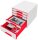 LEITZ Schubladenbox WOW Cube  perlweiß/rot 52142026, DIN A4 mit 5 Schubladen, 1 St.