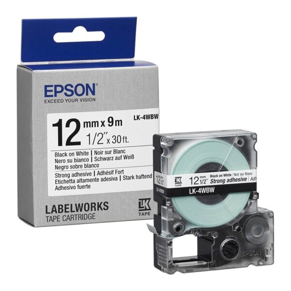 EPSON Schriftband LK LK-4WBW C53S654016, 12 mm, schwarz auf weiß, 1 St.