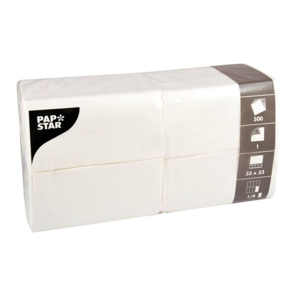 PAPSTAR Servietten weiß 1-lagig 33,0 x 33,0 cm, 500 St.