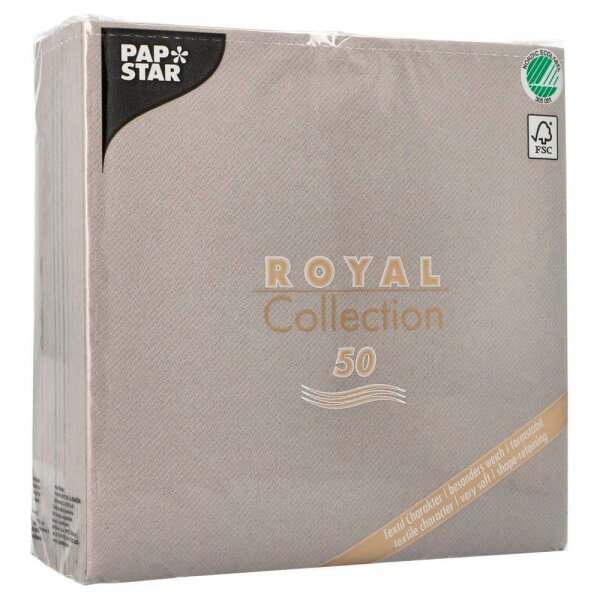 PAPSTAR Servietten grau 3-lagig 40,0 x 40,0 cm, 50 St.