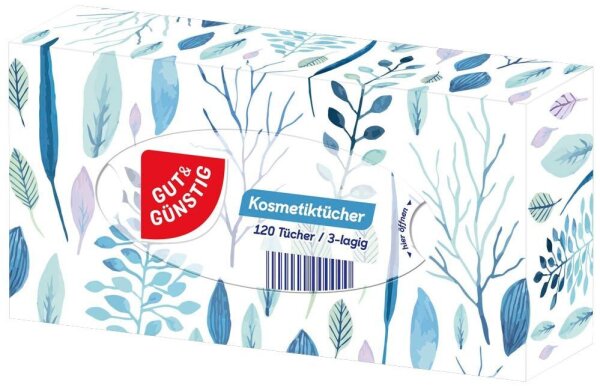 GUT&GÜNSTIG Kosmetiktücherbox 3-lagig weiß, 120 Tücher