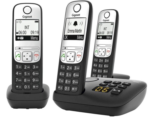Gigaset A690A Trio Schnurloses Telefon-Set mit Anrufbeantworter schwarz