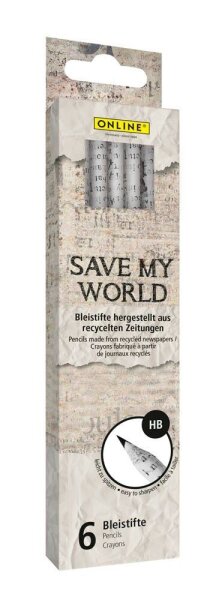 ONLINE® Save My World Bleistifte HB grau, 6 St.