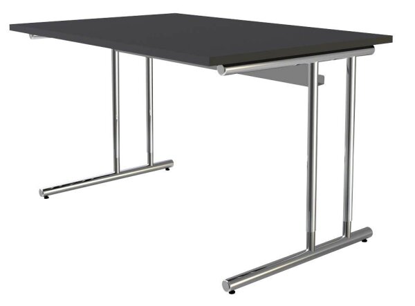 Kerkmann Schreibtisch anthrazit rechteckig, C-Fuß-Gestell chrom 120,0 x 80,0 cm
