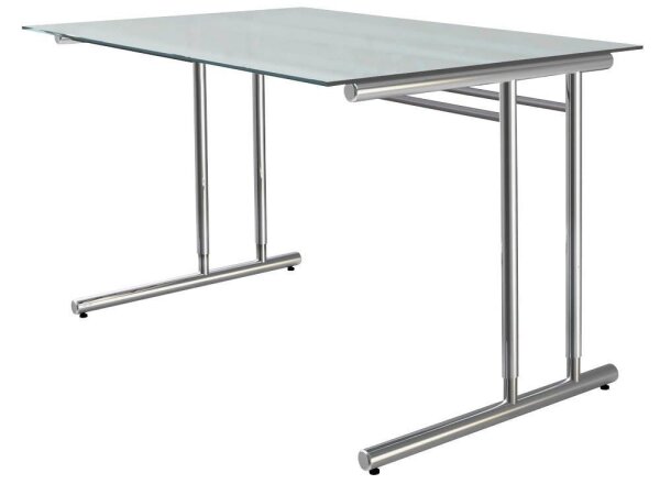 Kerkmann Schreibtisch Milchglas rechteckig, C-Fuß-Gestell chrom 120,0 x 80,0 cm