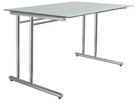 Kerkmann Schreibtisch Milchglas rechteckig, C-Fuß-Gestell chrom 120,0 x 80,0 cm