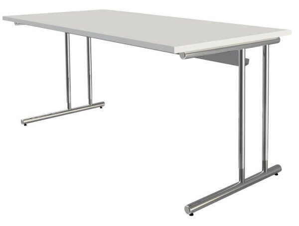 Kerkmann Schreibtisch weiß rechteckig, C-Fuß-Gestell chrom 160,0 x 80,0 cm