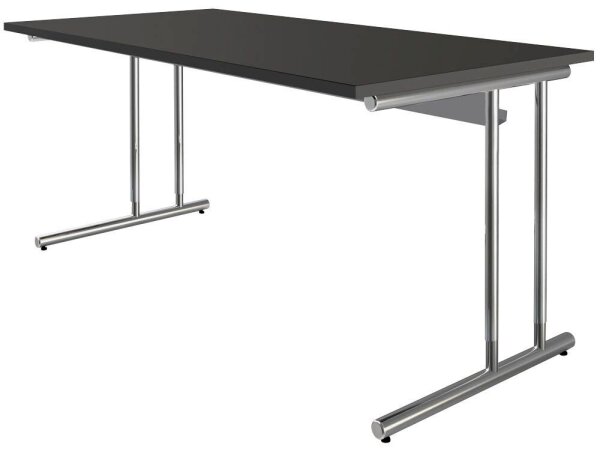 Kerkmann Schreibtisch anthrazit rechteckig, C-Fuß-Gestell chrom 160,0 x 80,0 cm