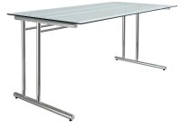 Kerkmann Schreibtisch Milchglas rechteckig, C-Fuß-Gestell chrom 160,0 x 80,0 cm