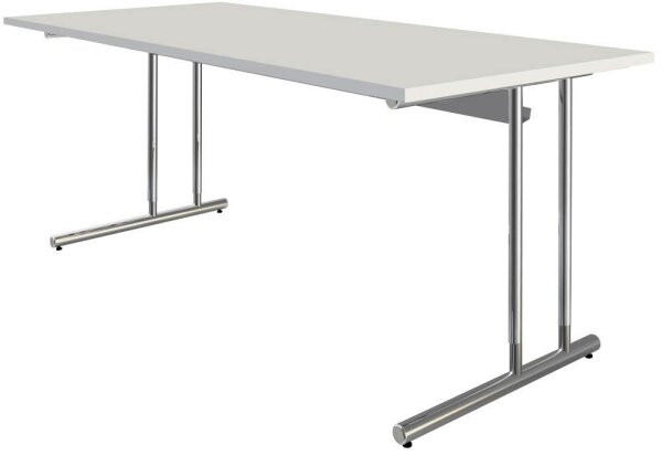 Kerkmann Schreibtisch weiß rechteckig, C-Fuß-Gestell chrom 180,0 x 80,0 cm