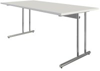 Kerkmann Schreibtisch weiß rechteckig, C-Fuß-Gestell chrom 180,0 x 80,0 cm