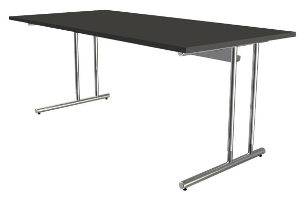 Kerkmann Schreibtisch anthrazit rechteckig, C-Fuß-Gestell chrom 180,0 x 80,0 cm