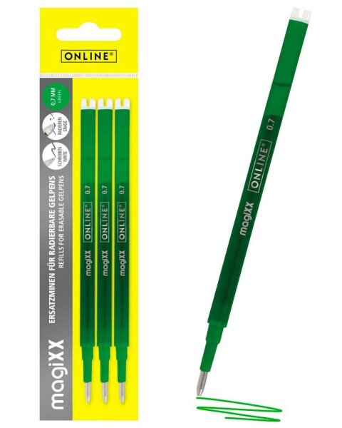 ONLINE® magiXX Gelschreiberminen grün 0,7 mm 3 St.