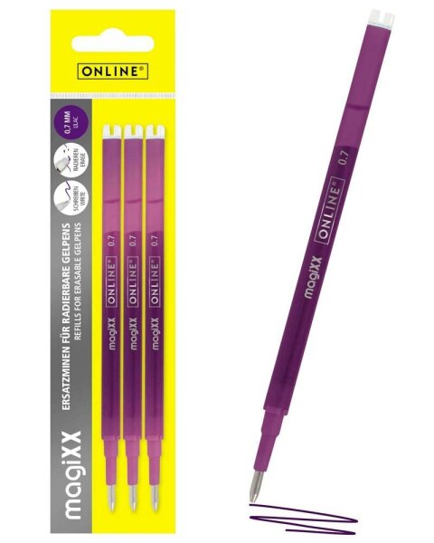 ONLINE® magiXX Gelschreiberminen lila 0,7 mm 3 St.