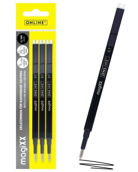 ONLINE® magiXX Gelschreiberminen schwarz 0,7 mm 3 St.