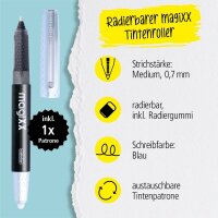 ONLINE® MagiXX Tintenroller schwarz/silber 0,7 mm, Schreibfarbe: blau, 1 St.