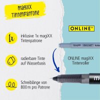 ONLINE® MagiXX Tintenroller blau/silber 0,7 mm, Schreibfarbe: blau, 1 St.