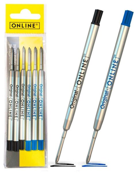 ONLINE® Kugelschreiberminen M schwarz, blau, 6 St.