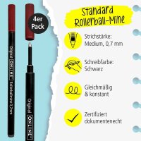 ONLINE® Rollerball-Minen Gelschreiberminen schwarz 0,7 mm 4 St.