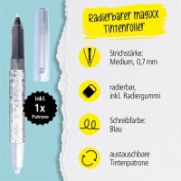 ONLINE® MagiXX Tintenroller weiß/silber 0,7 mm, Schreibfarbe: blau, 1 St.