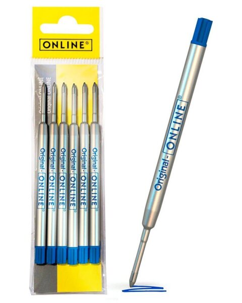 ONLINE® Kugelschreiberminen M blau, 6 St.