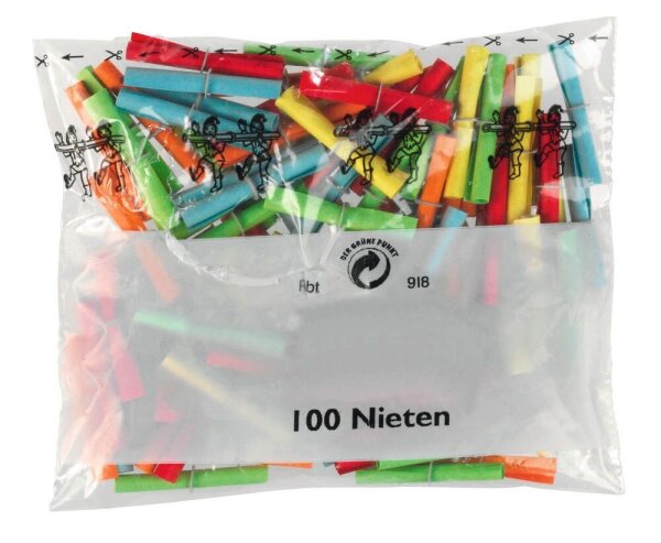 WOLF & APPENZELLER Nieten Röllchenlose verschiedene lustige Sprüche  farbsortiert 100 St.